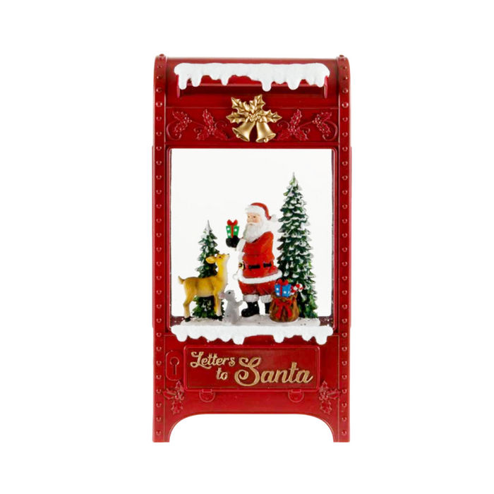 9.5" Musical LED Mailbox Snow Globe with Santa