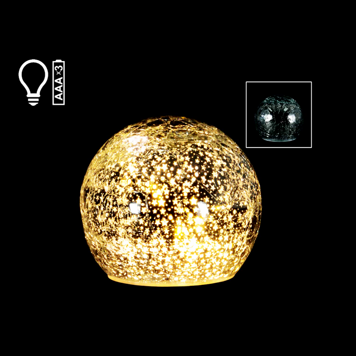 4" Silver Crackle Sphere LED Light