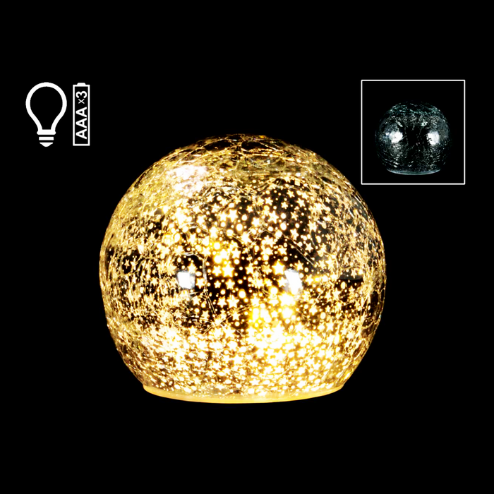 6" Silver Crackle Sphere LED Light