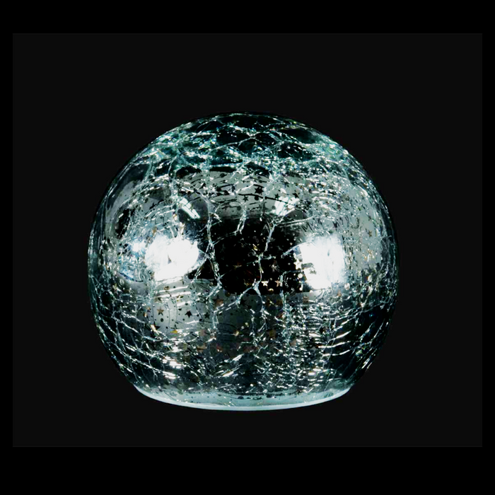 6" Silver Crackle Sphere LED Light