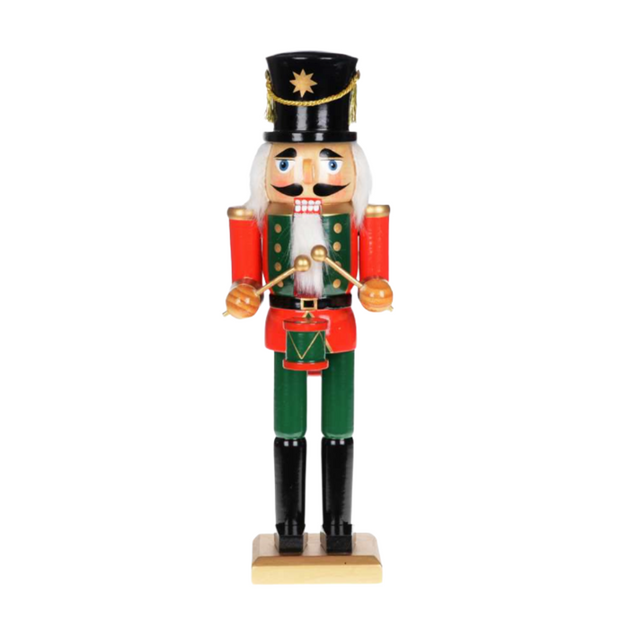 12" Red and Green Nutcracker with Drum