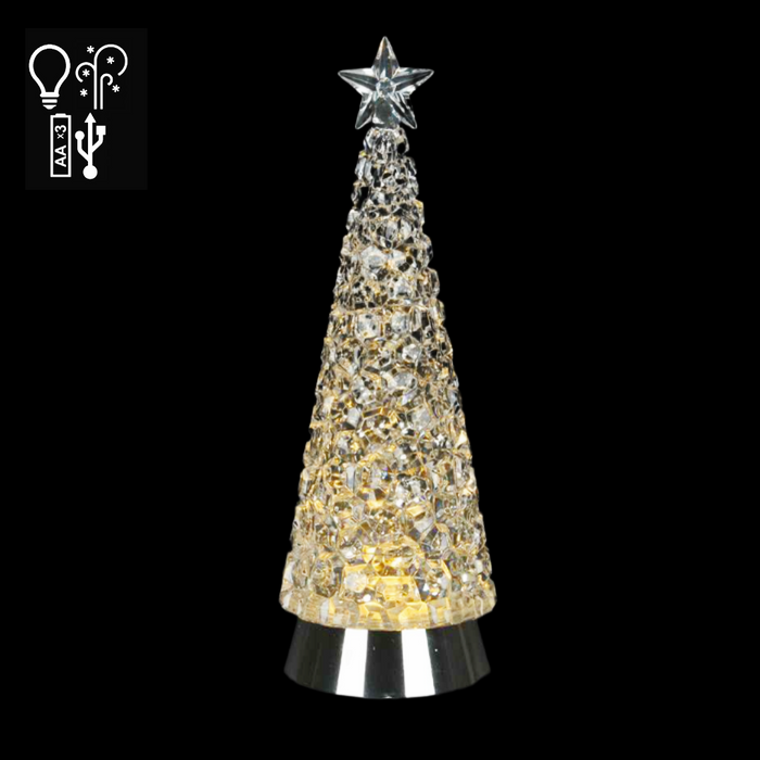 14" White LED Xmas Tree Water Globe