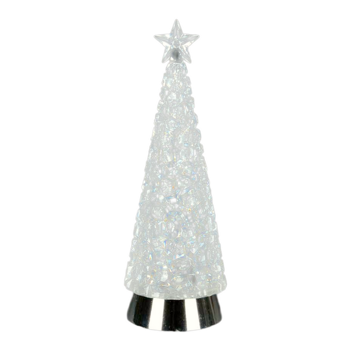 14" White LED Xmas Tree Water Globe