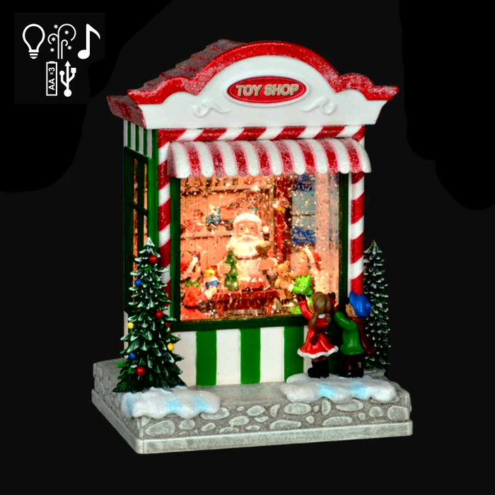 9" Santa Toy Shop Water Globe