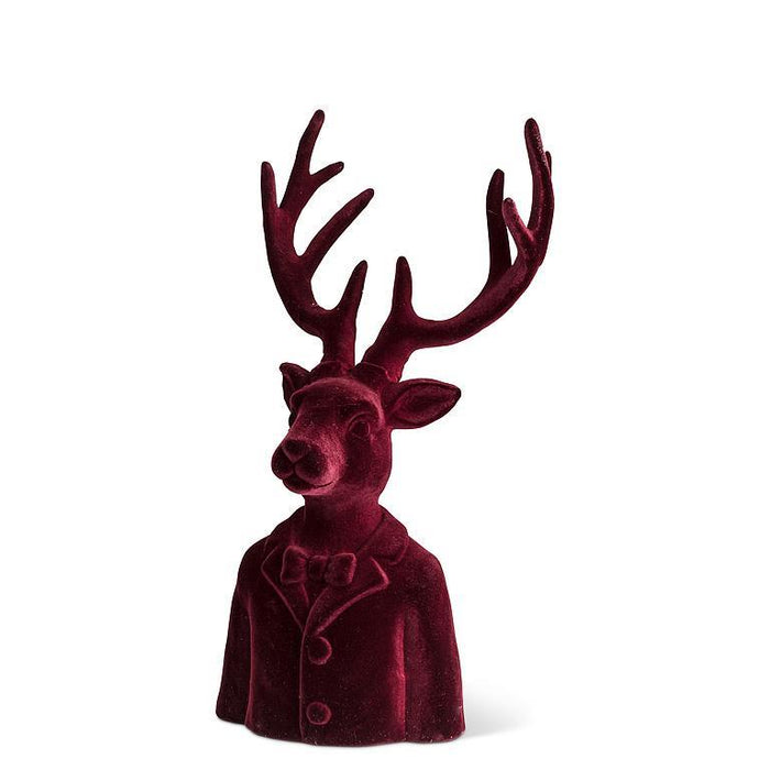 Velvet Stag Bust - Burgundy