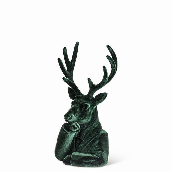 Velvet Stag Bust - Green