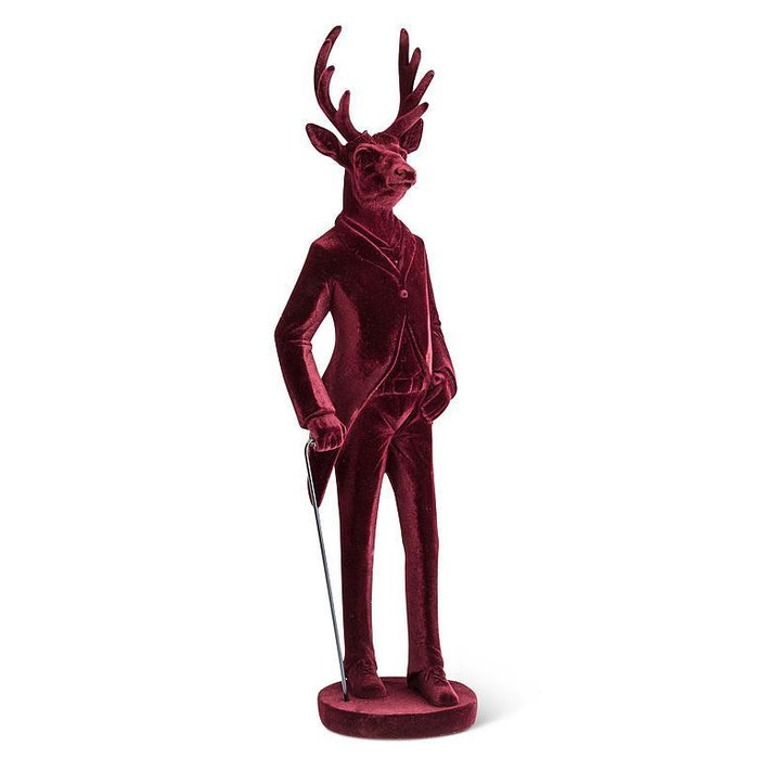 Standing Velvet Stag - Burgundy