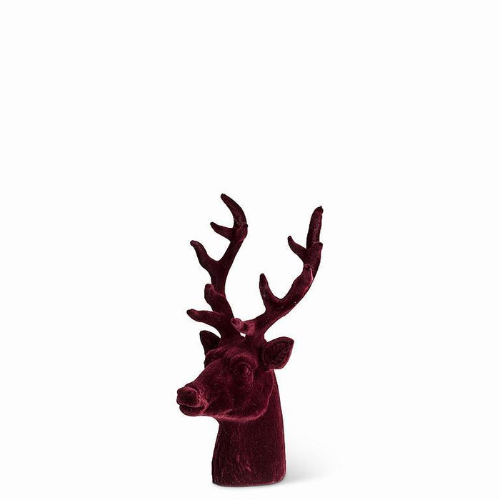 Small Velvet Stag Head - Burgundy