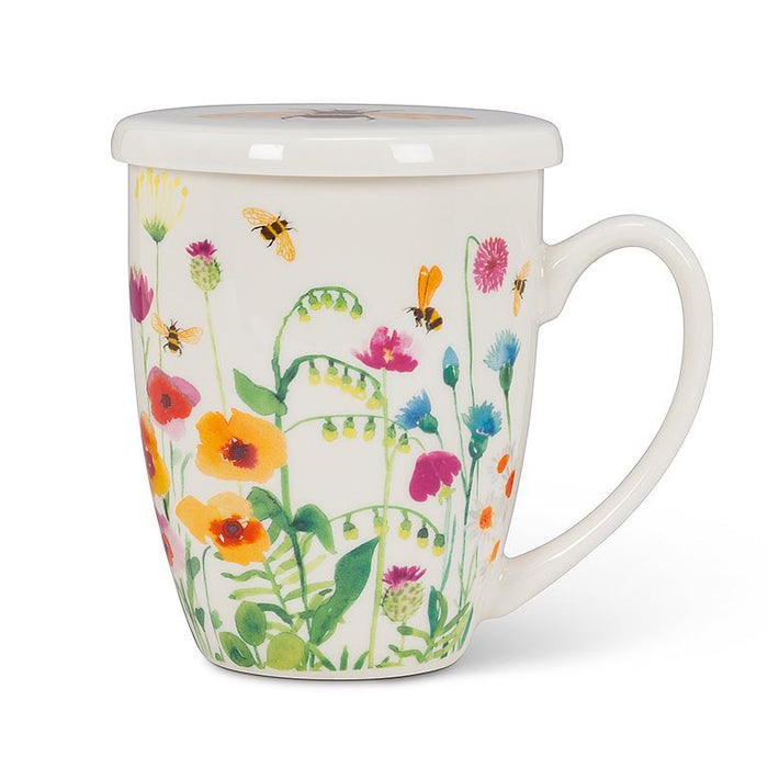 Tea Mug with Strainer - Flowers