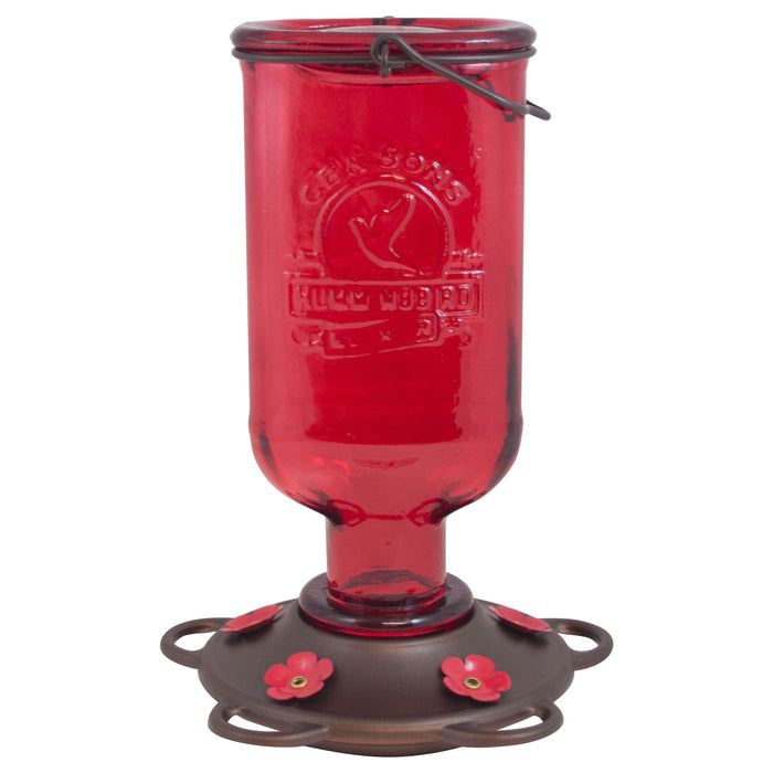 Hummingbird Feeder - Antique Red Glass