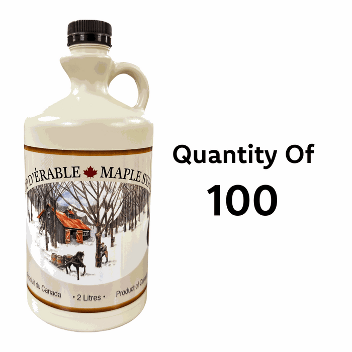 100 clear 2 litre maple syrup jugs with caps for bottling and storage