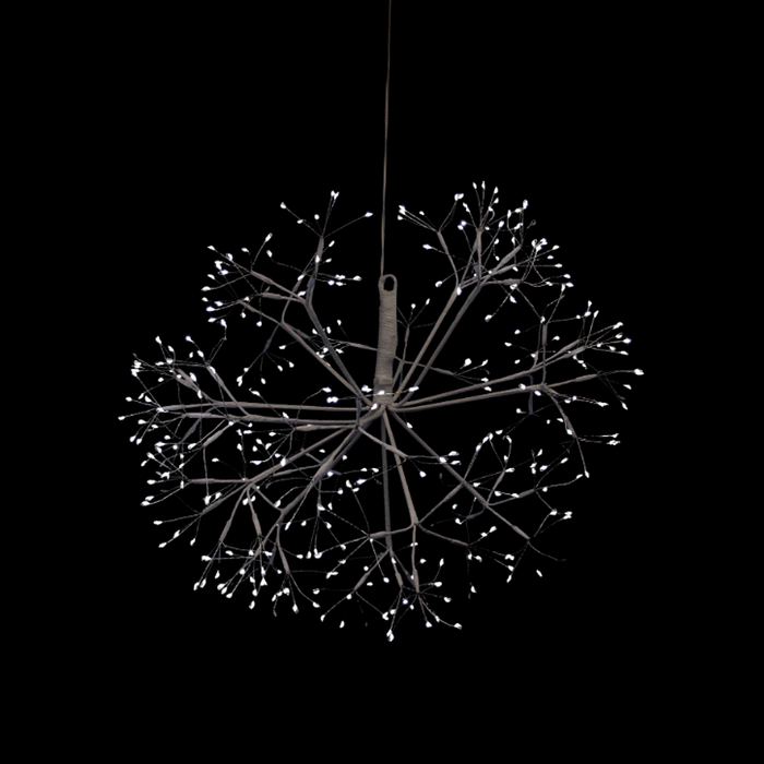 Cool White 40cm Spheroid LED Hanging Light - Black