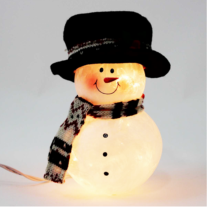 Glass Snowman With Black Hat