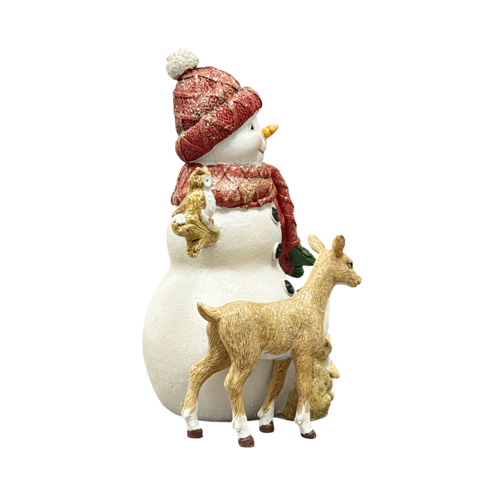 Polyresin Snowman with Forest Animals
