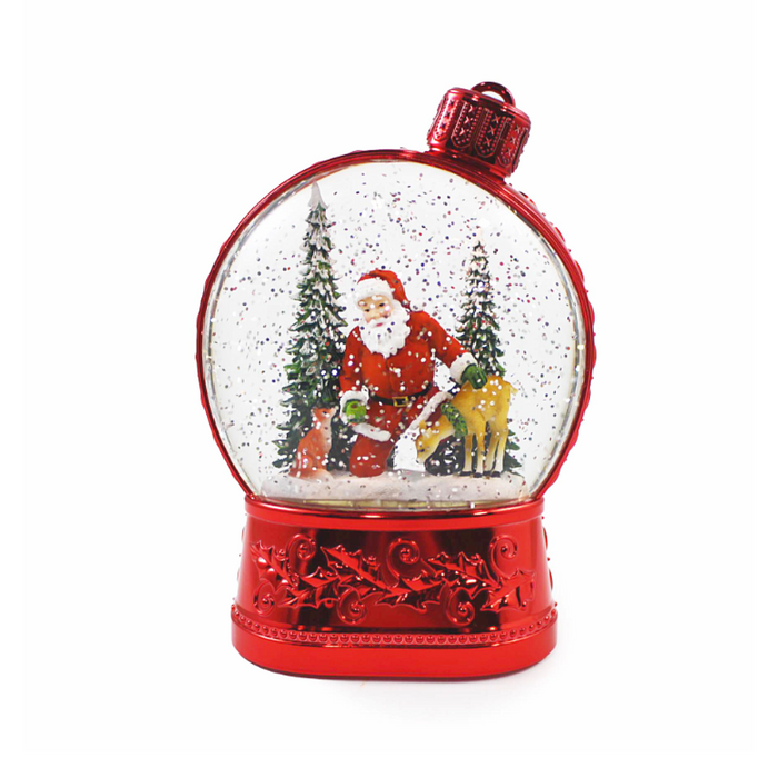 LED Red Ornament Water Spinning Lantern With Santa and Timer