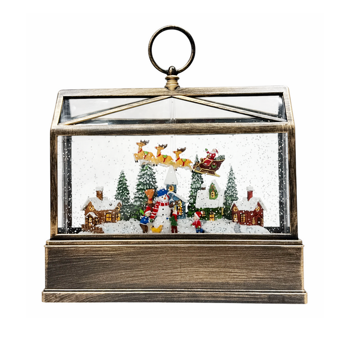 10.5" LED Holiday Sunroom Spinning Water Lantern with Timer