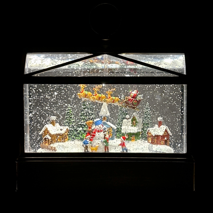 10.5" LED Holiday Sunroom Spinning Water Lantern with Timer