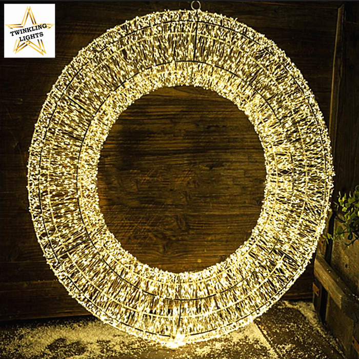 70cm Metal Wire LED Hanging Wreath