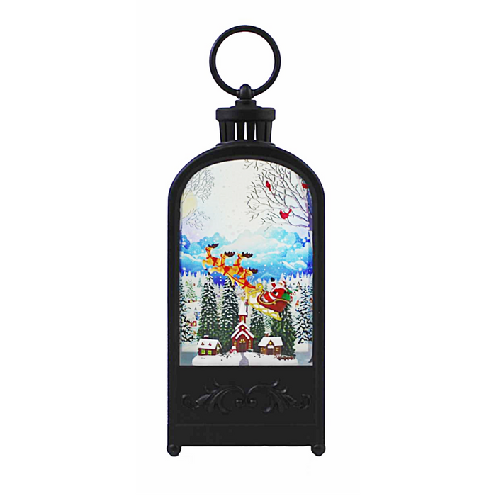 LED Santa and Reindeer Water Lantern With Timer