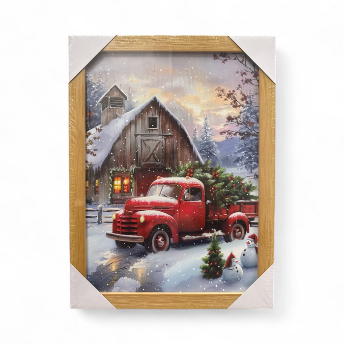 Light-Up Framed Canvas - Country Barn/Red Truck