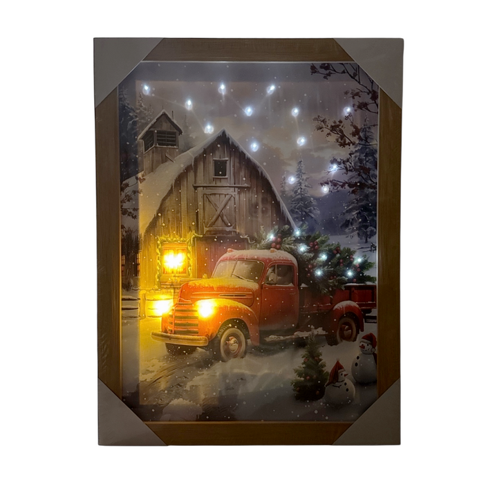 Light-Up Framed Canvas - Country Barn/Red Truck
