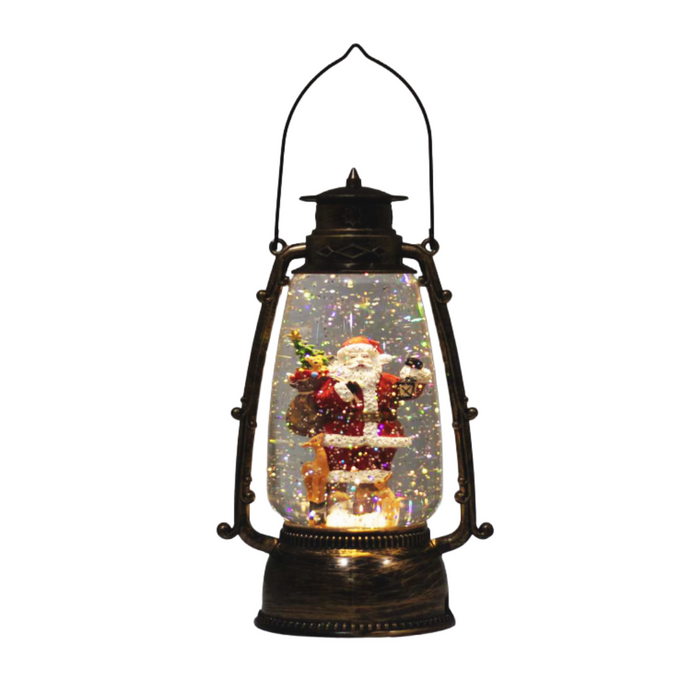 LED Water Spinning Santa Lantern with Music