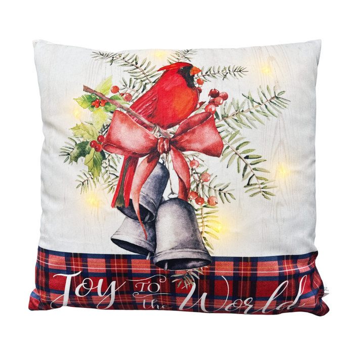15" Light-Up Cardinal Throw Pillow
