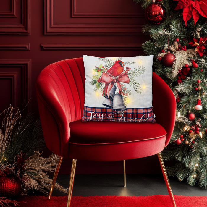 15" Light-Up Cardinal Throw Pillow