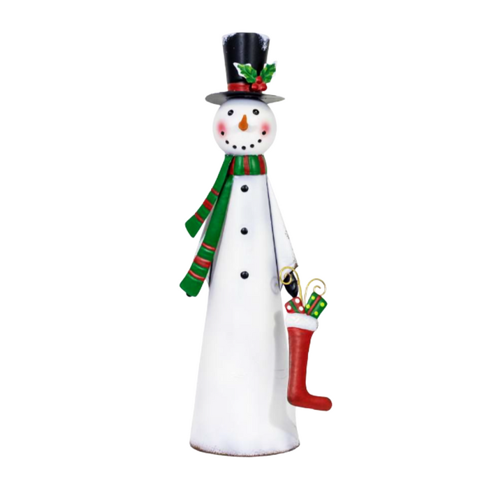Iron Snowman with Stocking Table Top Décor