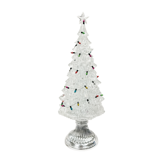 LED Water/Glitter Spinning Tree with String of Lights