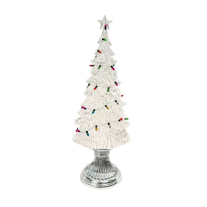LED Water/Glitter Spinning Tree with String of Lights