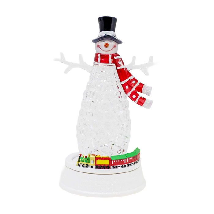 LED Snowman With Moving Train - Musical