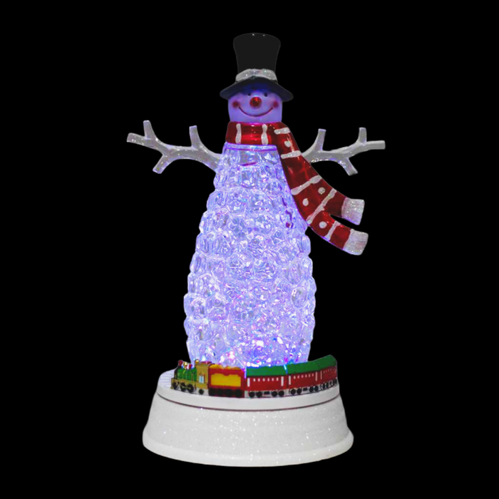LED Snowman With Moving Train - Musical