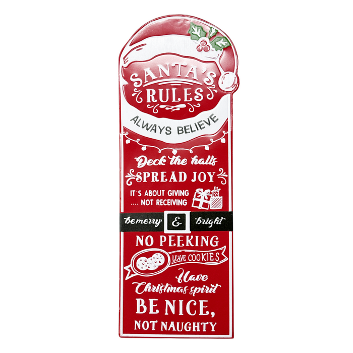 Santa's Rules Metal Wall Art