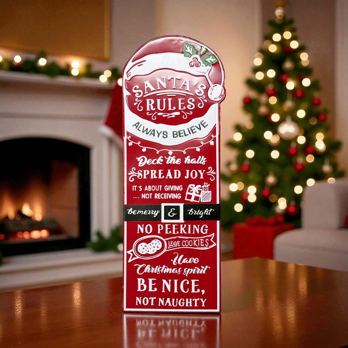 Santa's Rules Metal Wall Art