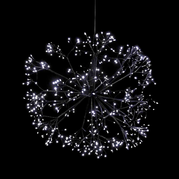 Cool White 50cm Spheroid LED Hanging Light - Black
