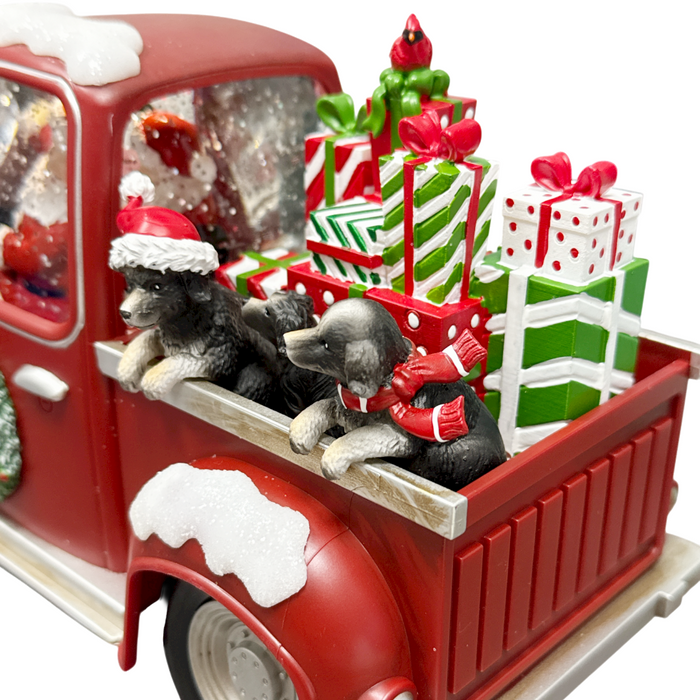 LED Water/Glitter Spinning Red Truck with Santa and Timer