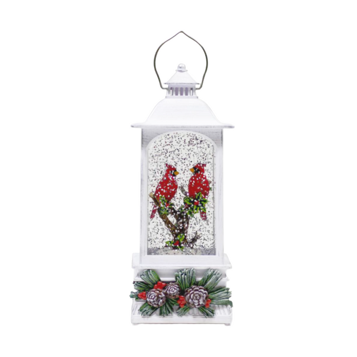 LED Water/Glitter Spinning Cardinal Lantern