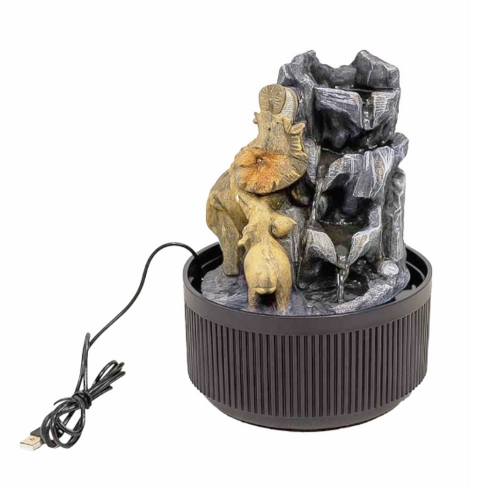 LED Polyresin Elephants Water Fountain