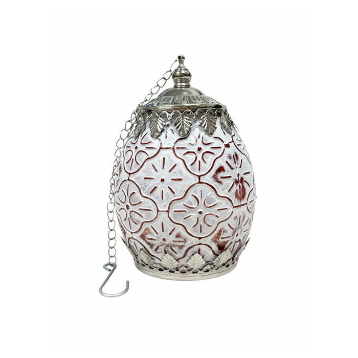 Small Rose LED Glass Lantern with Timer