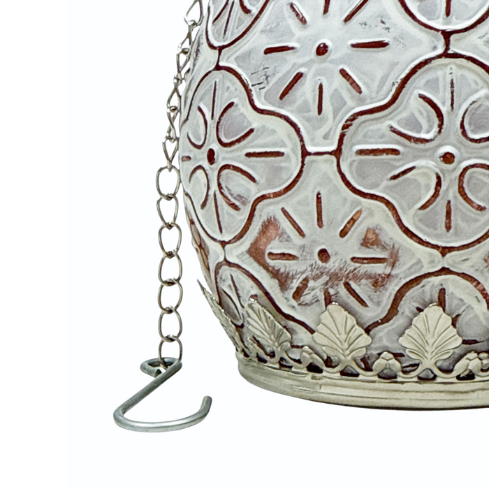 Small Rose LED Glass Lantern with Timer