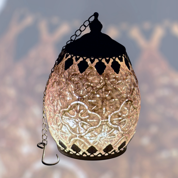 Small Rose LED Glass Lantern with Timer