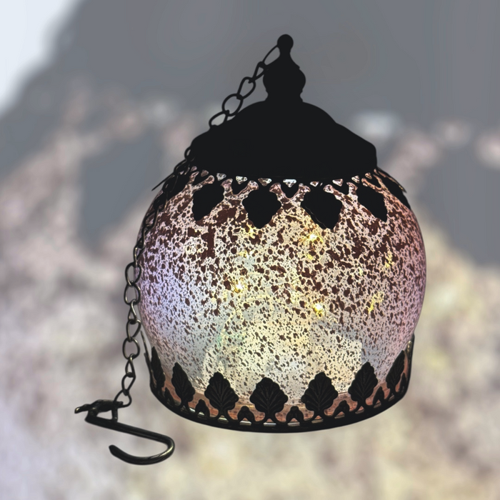 Tetouan LED Glass Lantern with Timer