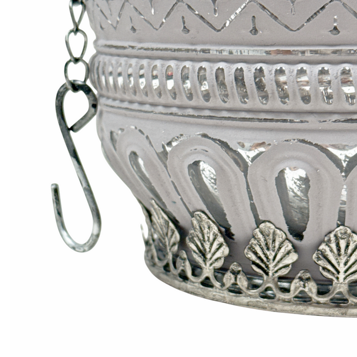 Yala Grey LED Glass Lantern with Timer