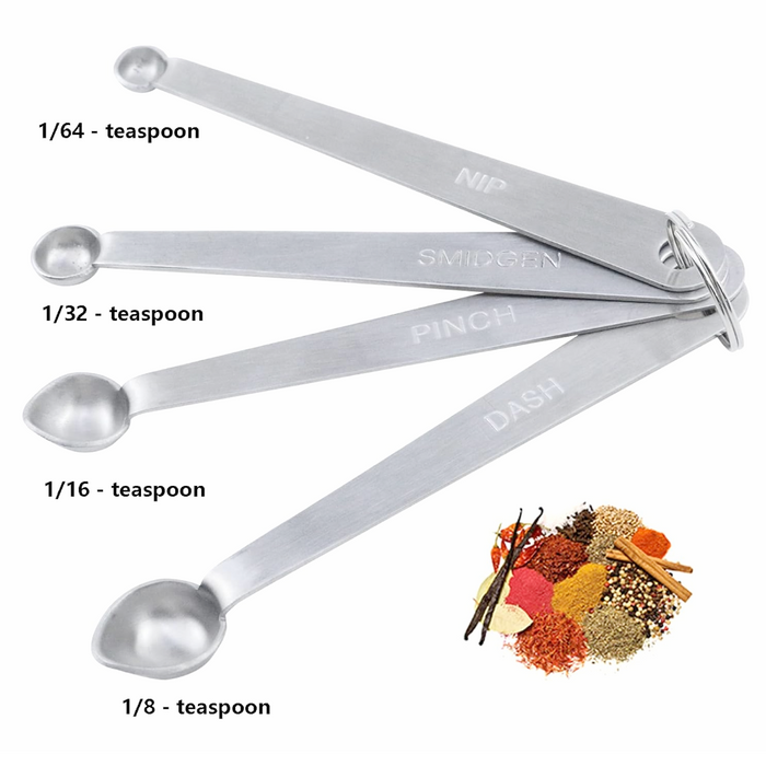 Mini Stainless Steel Measuring Spoons - Set of 4