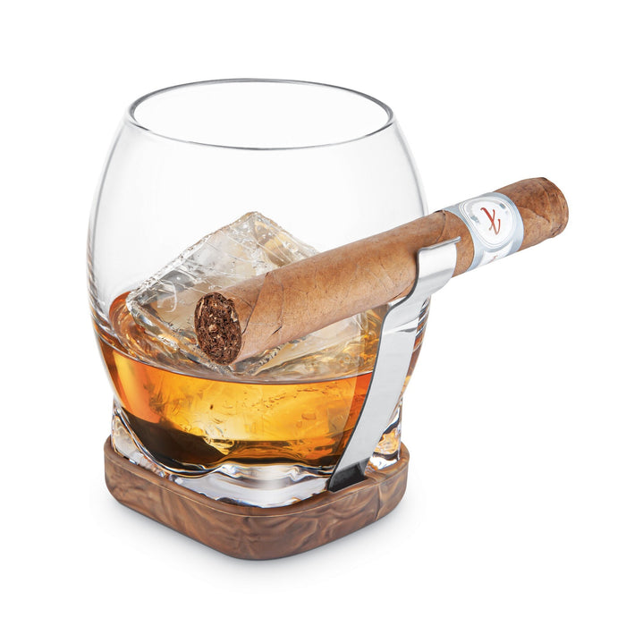 Whiskey Cigar Glass w /Holder and Base