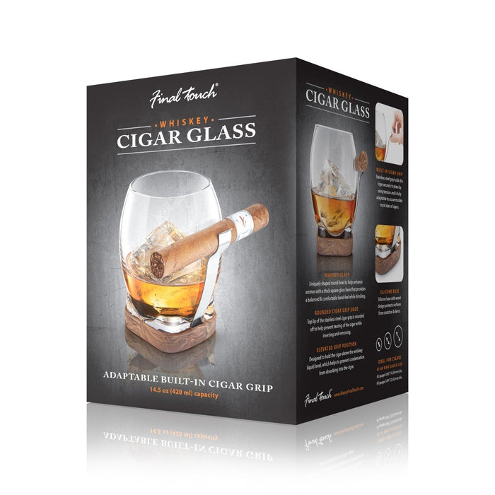 Whiskey Cigar Glass w /Holder and Base