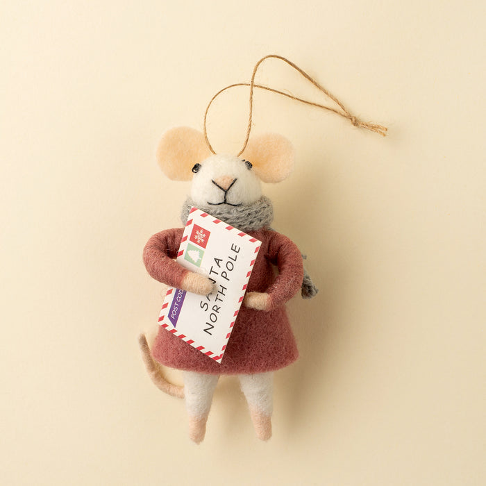 Felt Mouse Ornament - Letter to Santa Lucy