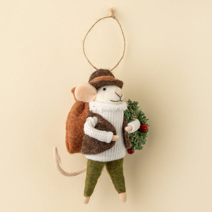 Felt Mouse Ornament - Evergreen Edgar
