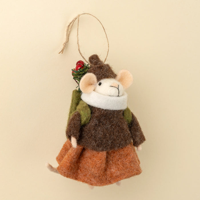 Felt Mouse Ornament - Evergreen Elsie